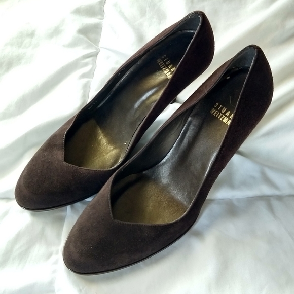 STUART WEITZMAN chocolate brown suede leather heel - Picture 2 of 8